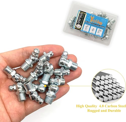 Miniatura 10 de 516 "-24 18pcs Grease Fitting Surtido recto 45 90 grados grasa Zerk accesorios, accesorios de grasa de acero galvanizado y puntas de pistola de