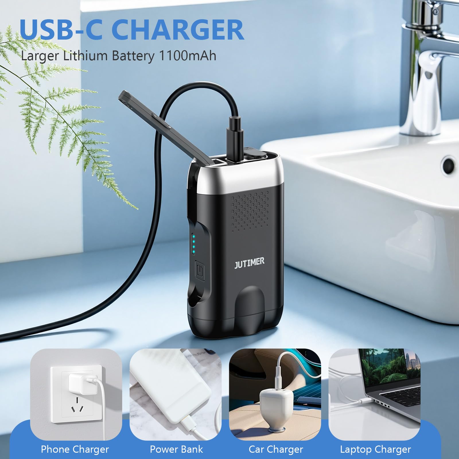 Bidet Portatile Elettrico – Set 2 in 1 (640ml) con Ugello Regolabile a 180°, Ricaricabile USB, IPX6, 2 Modalità di Pressione – Bidet da Viaggio per Igiene Intima, Post Parto, Campeggio e Outdoor, Nero