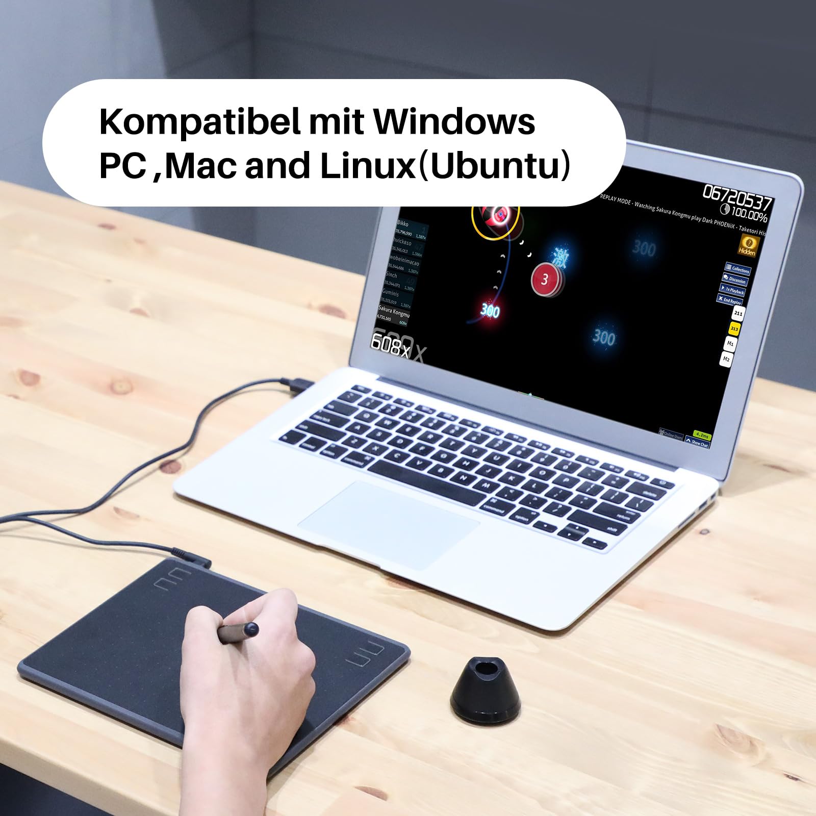 HUION HS64 Grafiktablett, 4 Express-Tasten, 8192 Druckempfindlicher Stift, 6,3 x 4 Zoll Zeichentablett für Win, Mac, Android, Ideal für Digitale Kunst, Malerei und Design