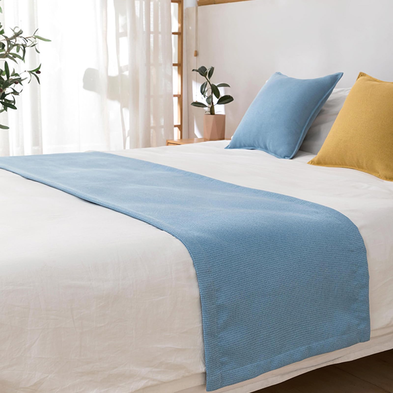 Camino de cama minimalista moderno de color sólido y tela resistente que no se decolora