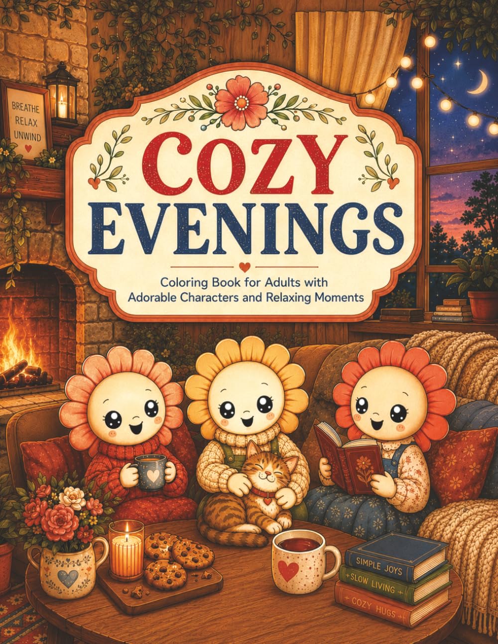 Cozy Evenings: Coloring Book for Adults with Adorable Characters and Relaxing Moments