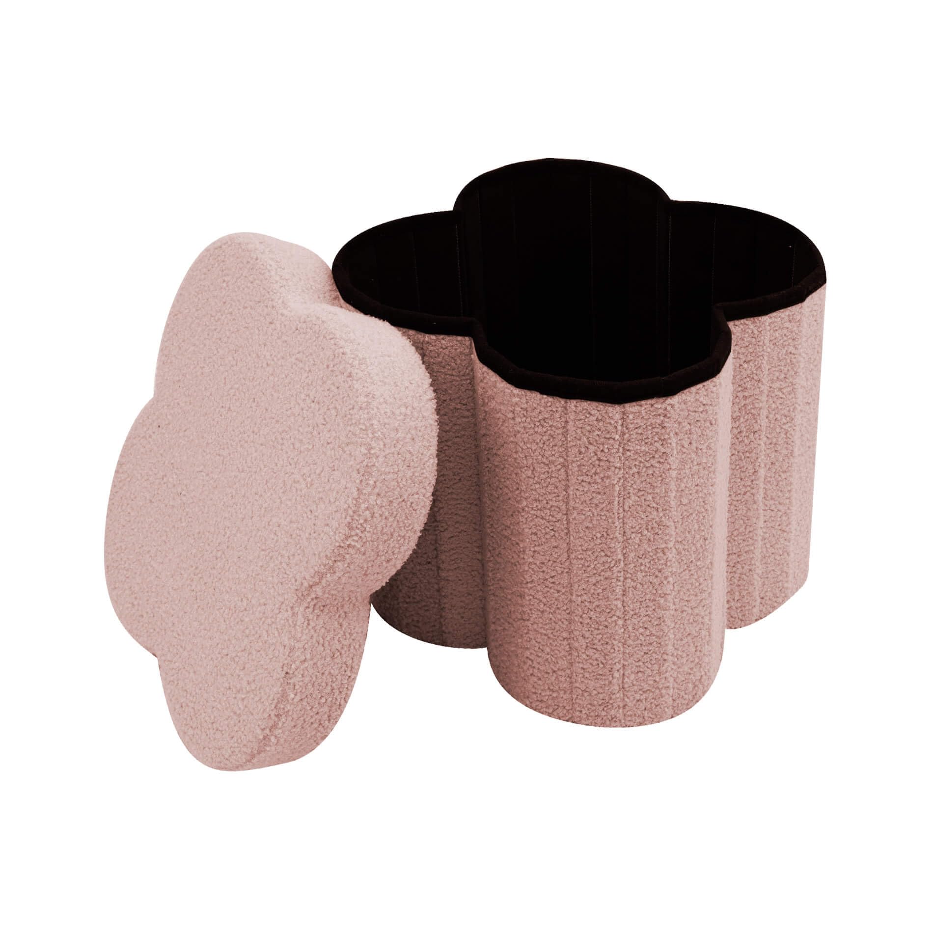 Rebecca Mobili Aufbewahrung Pouf für Kinderzimmer, Faltbarer Pouf, Rosa, Polyesterstoff MDF, Gepolstert, mit Deckel, für Spielzeug Notizbücher - Maße HxBxT: 40 x 40 x 40 cm - Art. RE7064