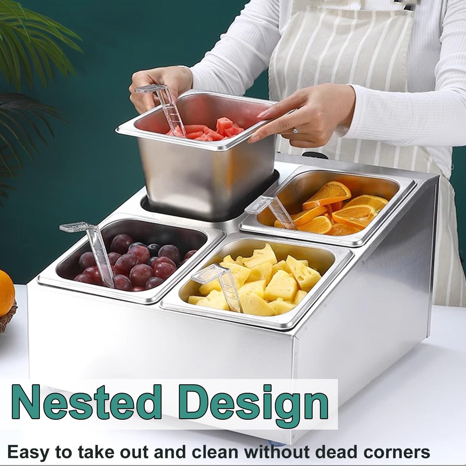 Set dispenser per condimenti in acciaio inox con barattoli e coperchi; orgar per conservare salse alimentari, perfetto per piano di lavoro della cucina, barbecue e tavolo da pranzo Essens