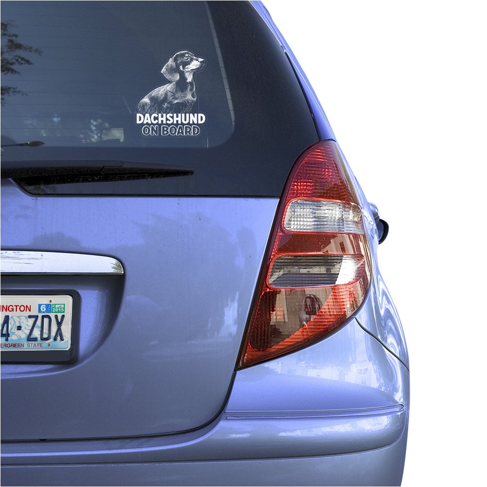 Dachshund Clear Vinyl Decal Sticker for Window, Doxie Dog Sign Art Design Print