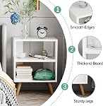 Stand de nuit, Table de nuit pour enfants blancs, Table d'extrémité moderne avec rangement ouvert, 2-Tier Table de chevet pour les enfants Space, Salle de séjour, Chambre