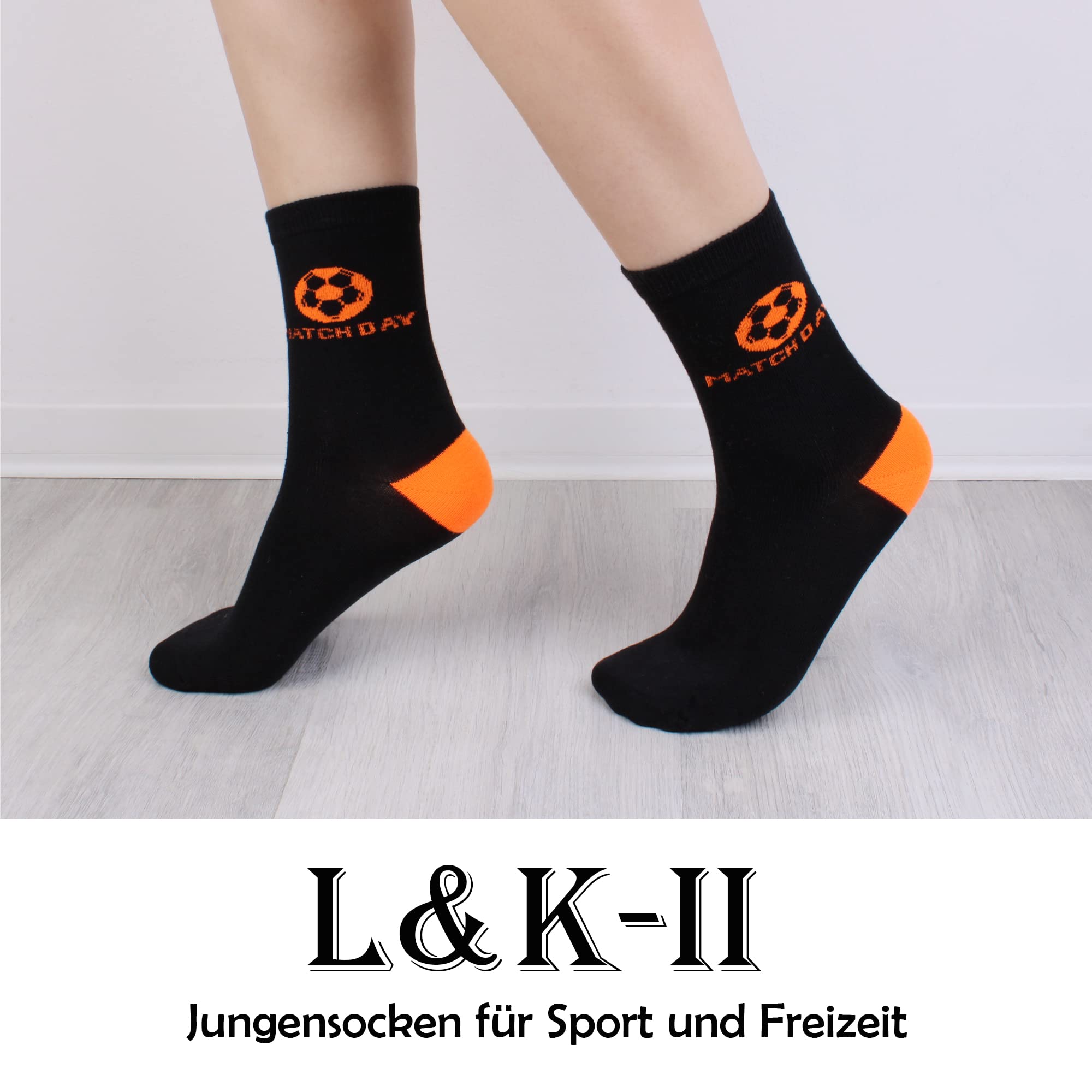 L&K-II 10/12 Chaussettes enfants coton hiver motifs fusée football Dino