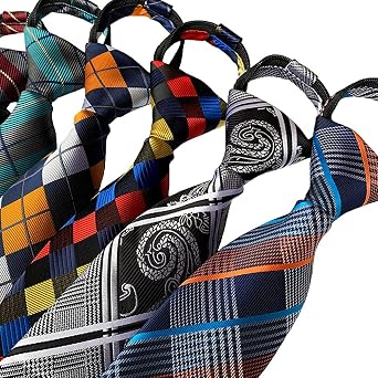 Lovacely Pre-Tied Zipper Necktie For Men – 3.15 Inch Silk Woven Paisley Design, One Size Fits Most - View #14