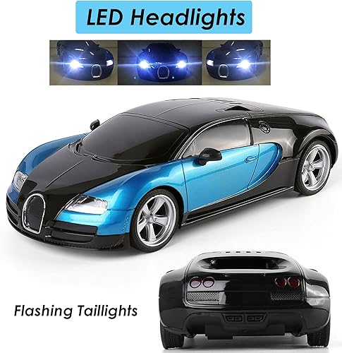 Miniatura 2 de Roxie Coche de carreras a control remoto con luces LED, auto de juguete RC de alta velocidad para niños de 3, 4, 5, 6, 7, 8, 9 años, para niños y