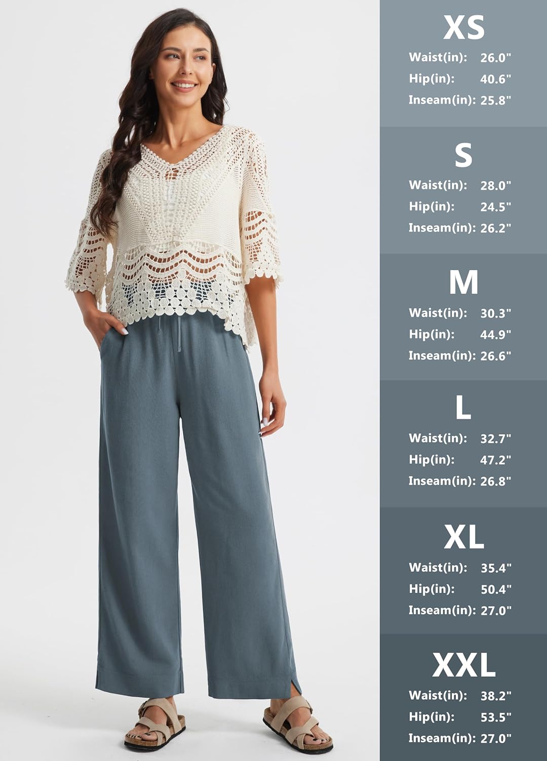 Libin Women's Wide Leg Cotton Linen Pants - Image 6