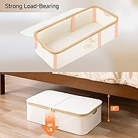 Vista 6 de StorageWorks Underbed Storage Box with Bamboo Frame, 42L Flip-Top Under Bed Container for Blankets, Bed Sheets, Coverlets and Towels, Beige