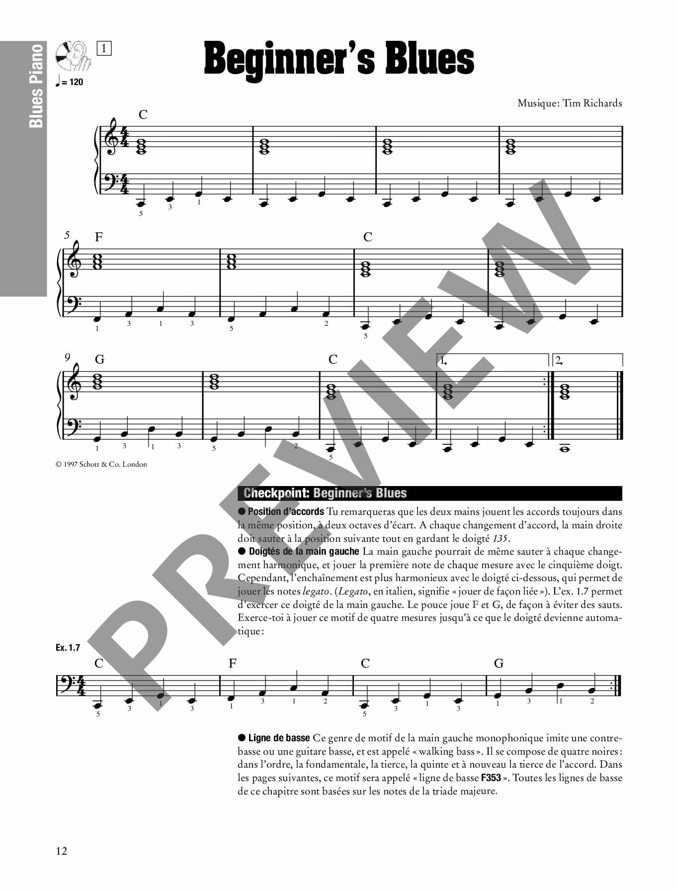 Blues Piano 1: Les principes de base du piano blues, expliqués de façon claire et accessible. Tome 1, Piano, Méthode