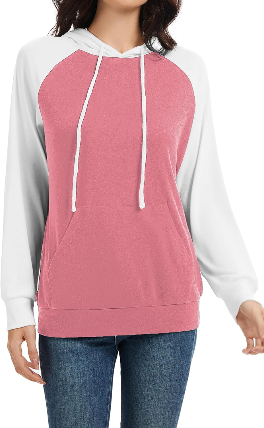 Bosmeer Hoodies for Women Lightweight Long Sleeve Sweatshirt Loose Fit Color Block Tunic Tops with Pockets 2025 - Image 5