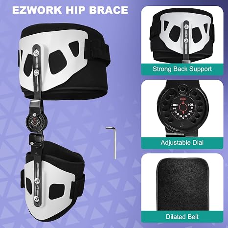 Hip Brace for Women and Men, Support Abduction ROM Post Op Adjustable Hip Brace for Sciatica Pain Relief Protector Stabilizer for Joint Pain