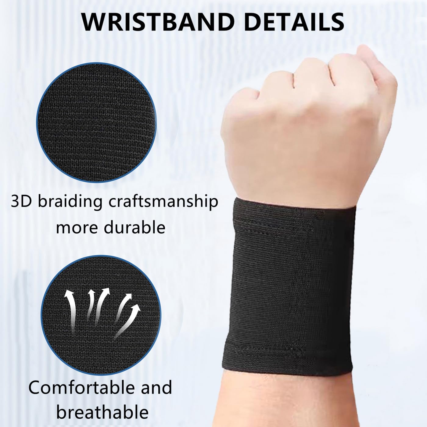 Wrist Compression Sleeve, Elastic Wrist Support Sleeve Wrist Braces, Carpal Tunnel Wrist Brace, Wrist Support, Wrist Sleeve for Women and Men Sport Fitness Workout (1 pair, Black)