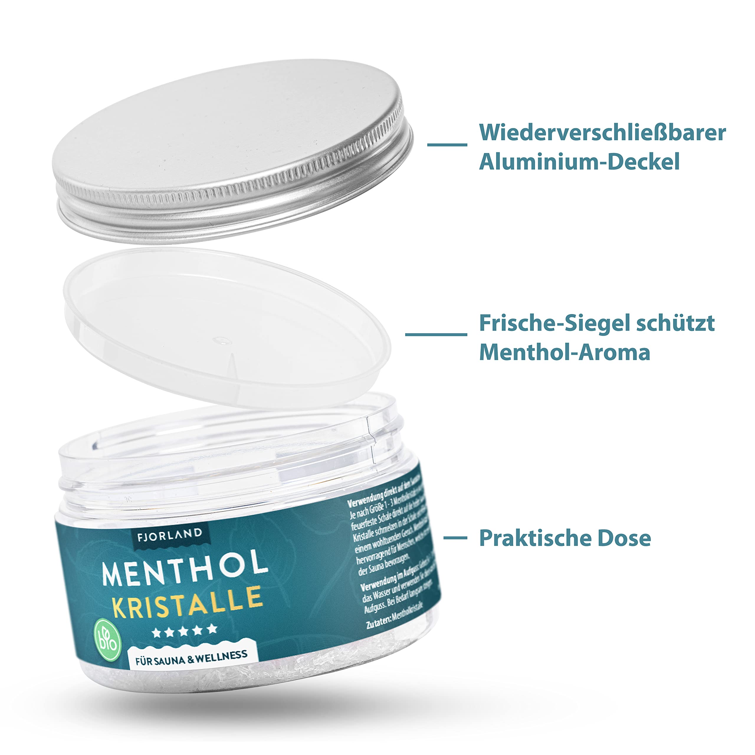 FJORLAND® - Cristales de mentol de 100 g