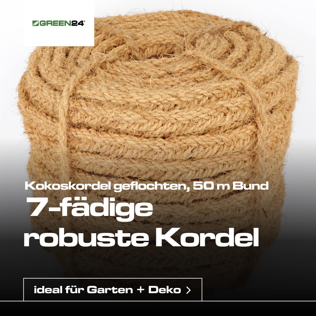 Kokoskordel geflochten, 50 m Bund - Flache 7-fädige Kordel, umweltfreundlich und robust, 1,5 kg, Ideal für Garten, Dekoration und Handwerk