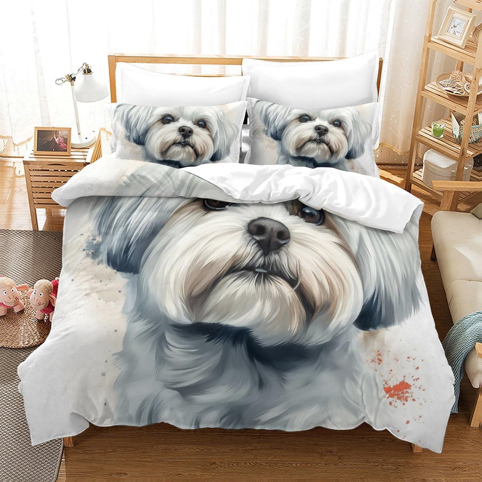 Parure de lit Yorkshire Terrier en microfibre avec housse de couette 260x220 cm