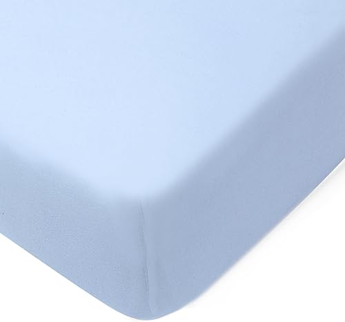 HonestBaby Sábanas bajeras para cuna para colchón estándar, mini estampados 100% algodón orgánico para bebés, niños, niñas, unisex, color azul