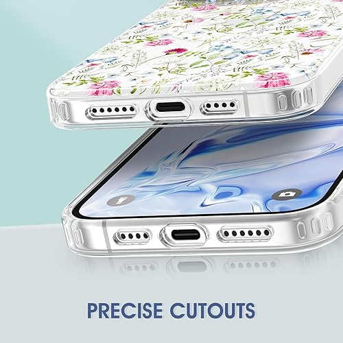 Miniatura 3 de zelaxy Compatible con iPhone 15 Plus, TPU suave y flexible, a prueba de golpes, patrones de jardín de flores, funda protectora de cuerpo completo