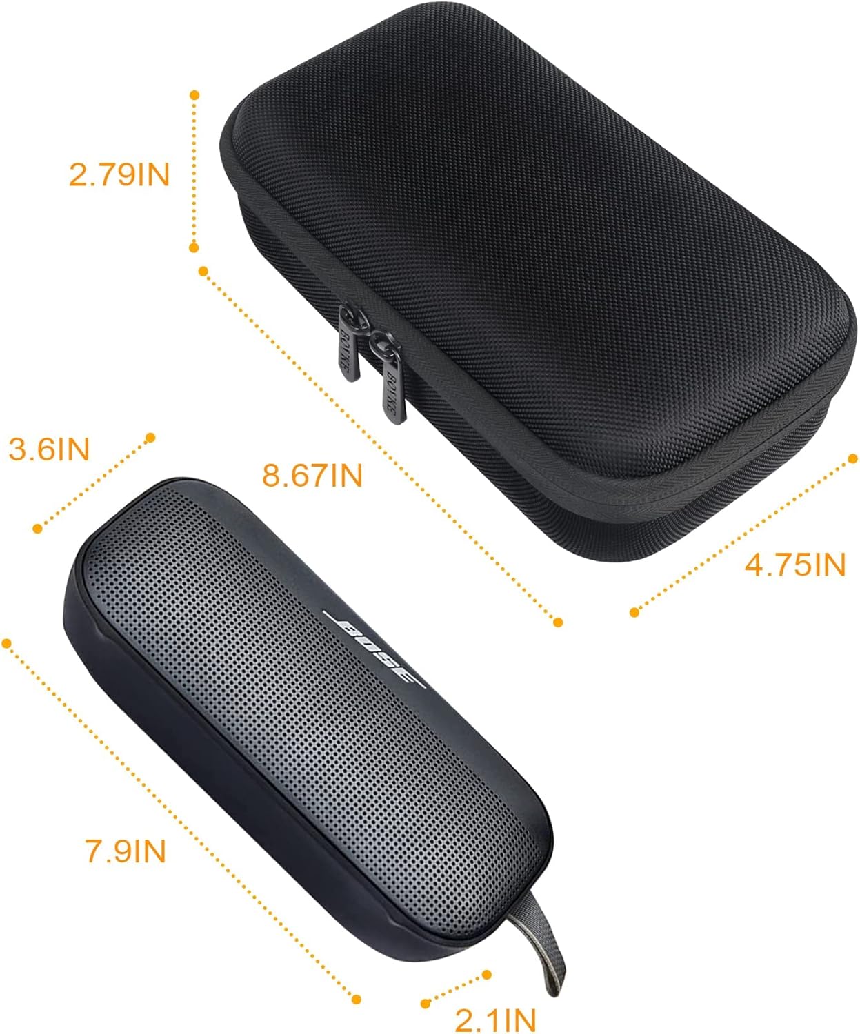 BOVKE Hard Travel Speaker Case for Bose New SoundLink Flex Speaker (2nd Gen) / Bose SoundLink Flex Bluetooth Portable Speaker, Extra Mesh Pocket for Bose Speaker Charger, Charging Cables, Black - Image 5