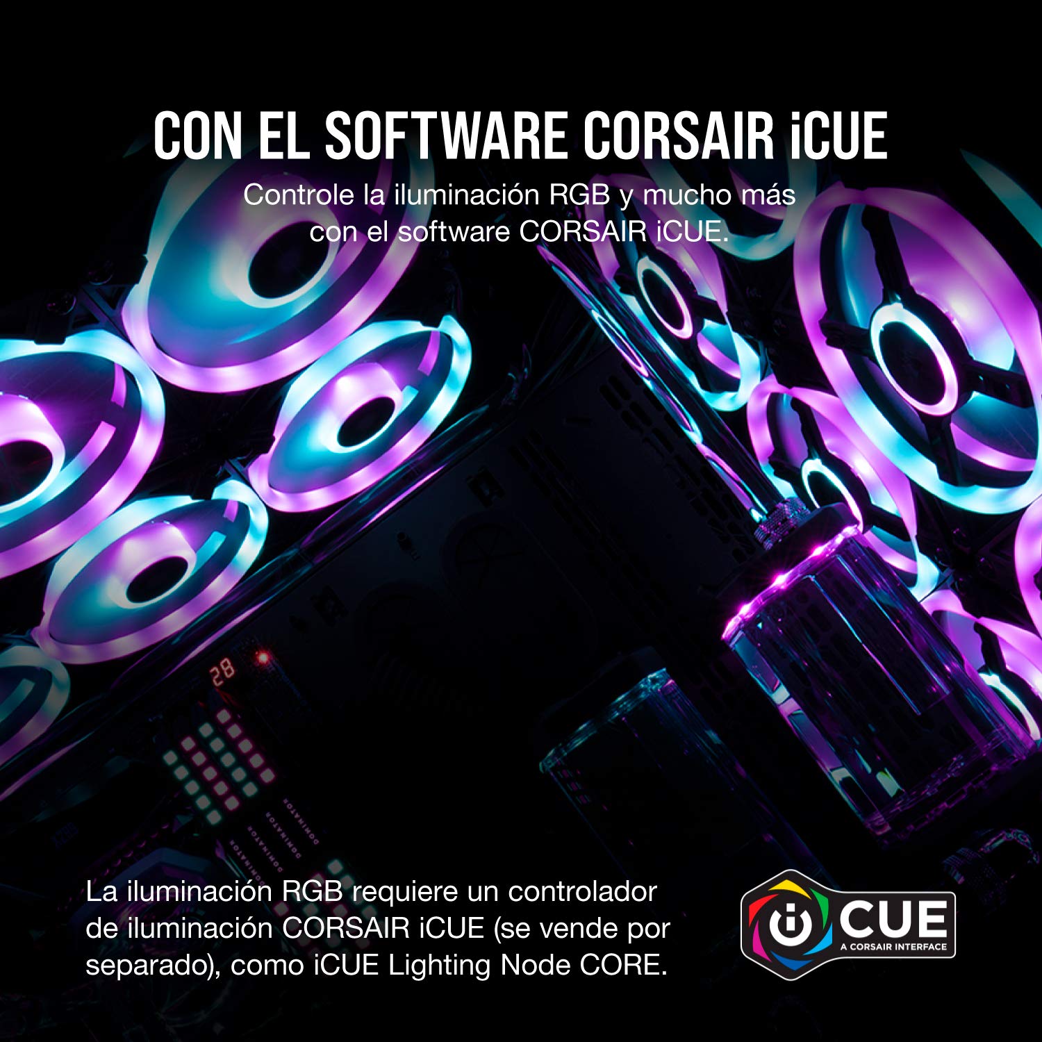 Corsair iCUE QL140 RGB, 140-mm-RGB-LED-PWM-Ventilador (34 LED RGB Controlables Individualmente, Velocidades de Hasta 1250 rpm, Silencioso) Paquete Individual - Blanco