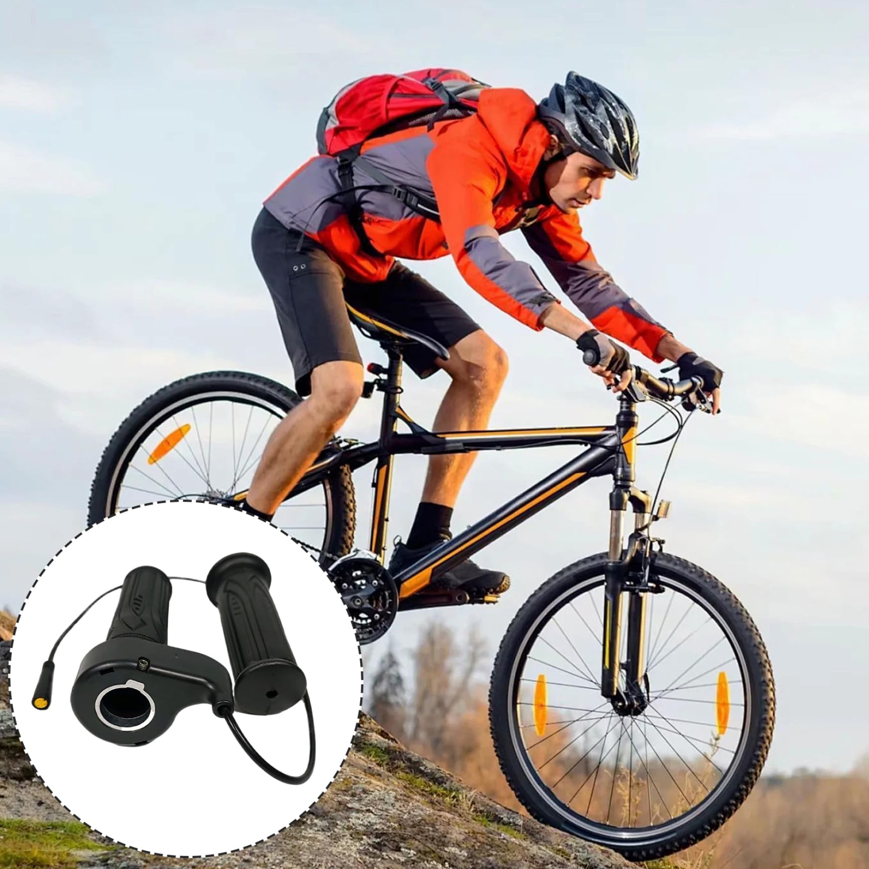 1 Paar Volldreh-Gashebel für E-Bikes, tragbar, leicht, Volldreh-Gashebel mit 3-poligem wasserdichtem Anschluss für E-Bike oder zusammenklappbaren Elektroroller