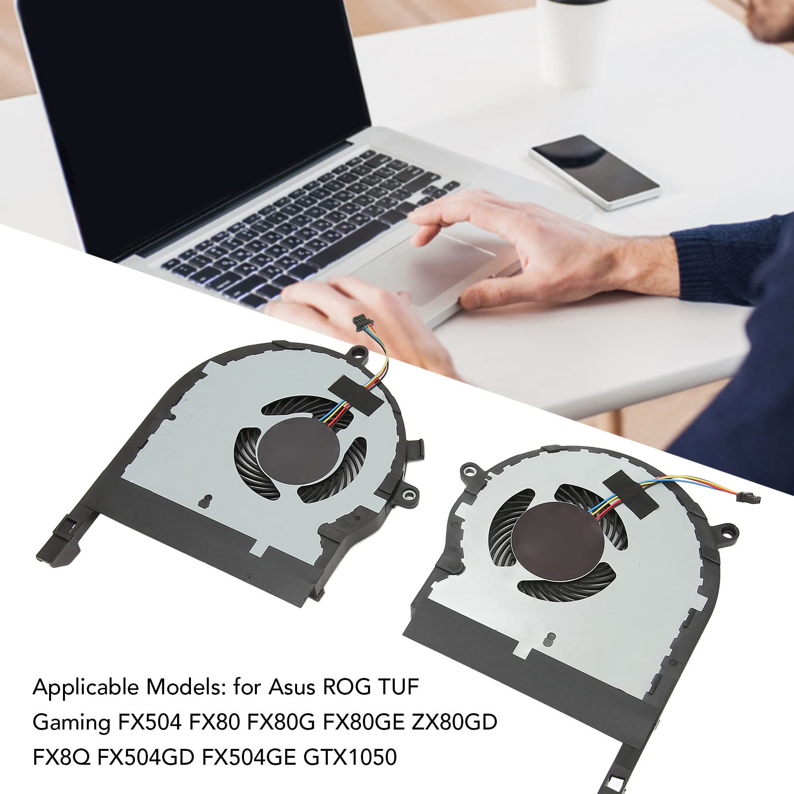Ventola Di Raffreddamento Per Laptop Asus ROG TUF Gaming – Set Da 2 (CPU + GPU) 4 Pin, 5V 0.5A, Per FX504/FX80/FX80G/FX80GE (Ventola)