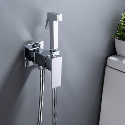 Miniatura 4 de Pulverizador de bidé de mano para agua tibia, bidé cuadrado, pulverizador de mano Shattaf Accesorio de baño para inodoro con válvula mezcladora de