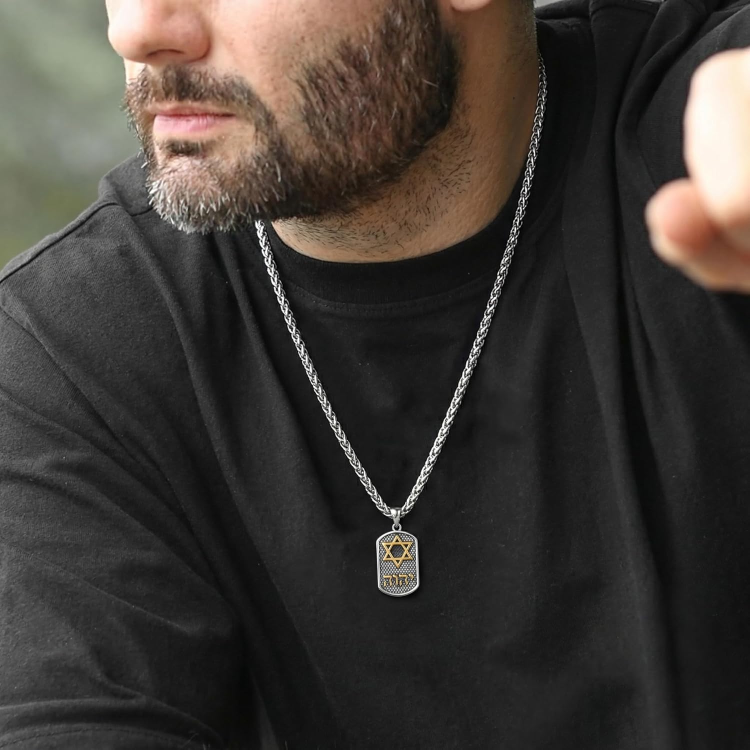 Star of David Necklace 925 Sterling Silver Jewish Star Pendant with Hebrew Names of God YHWH Jewelry for Men Women Her Him