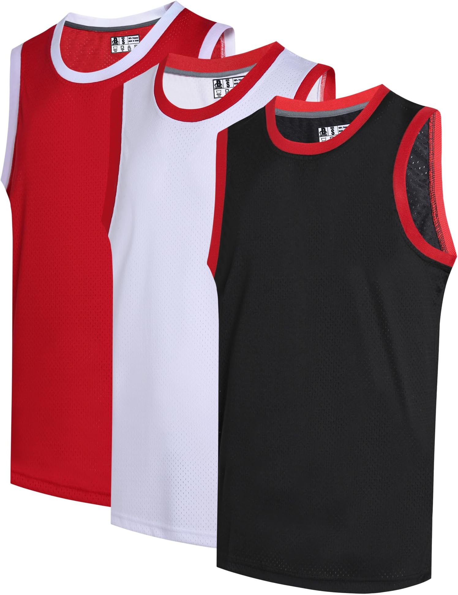 3 Pack Men's Blank Basketball Jerseys Mesh Performance Athletic Team Sports Uniforms Bulk Shirts