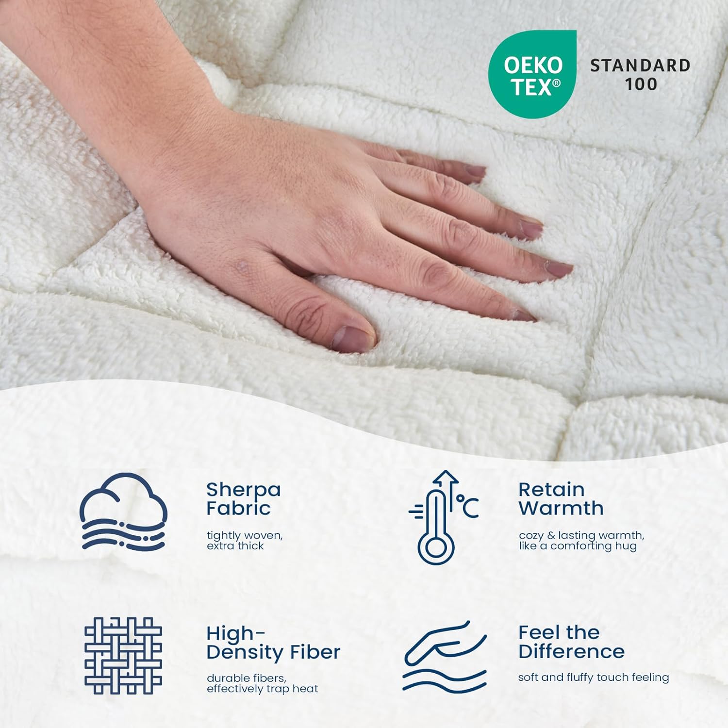 Mattress Topper Queen for Back Pain Thick Mattress Pad Cover Protector Sherpa Plush Pillow Top Down Alternative Fill Mattress Cover with 8-22 Inch Deep Pocket