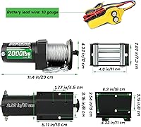 Vista 2 de Cabrestante de 2000 libras para ATV, con cable de acero, cabrestante ATV con interruptor de control remoto manual con cable, impermeable IP65