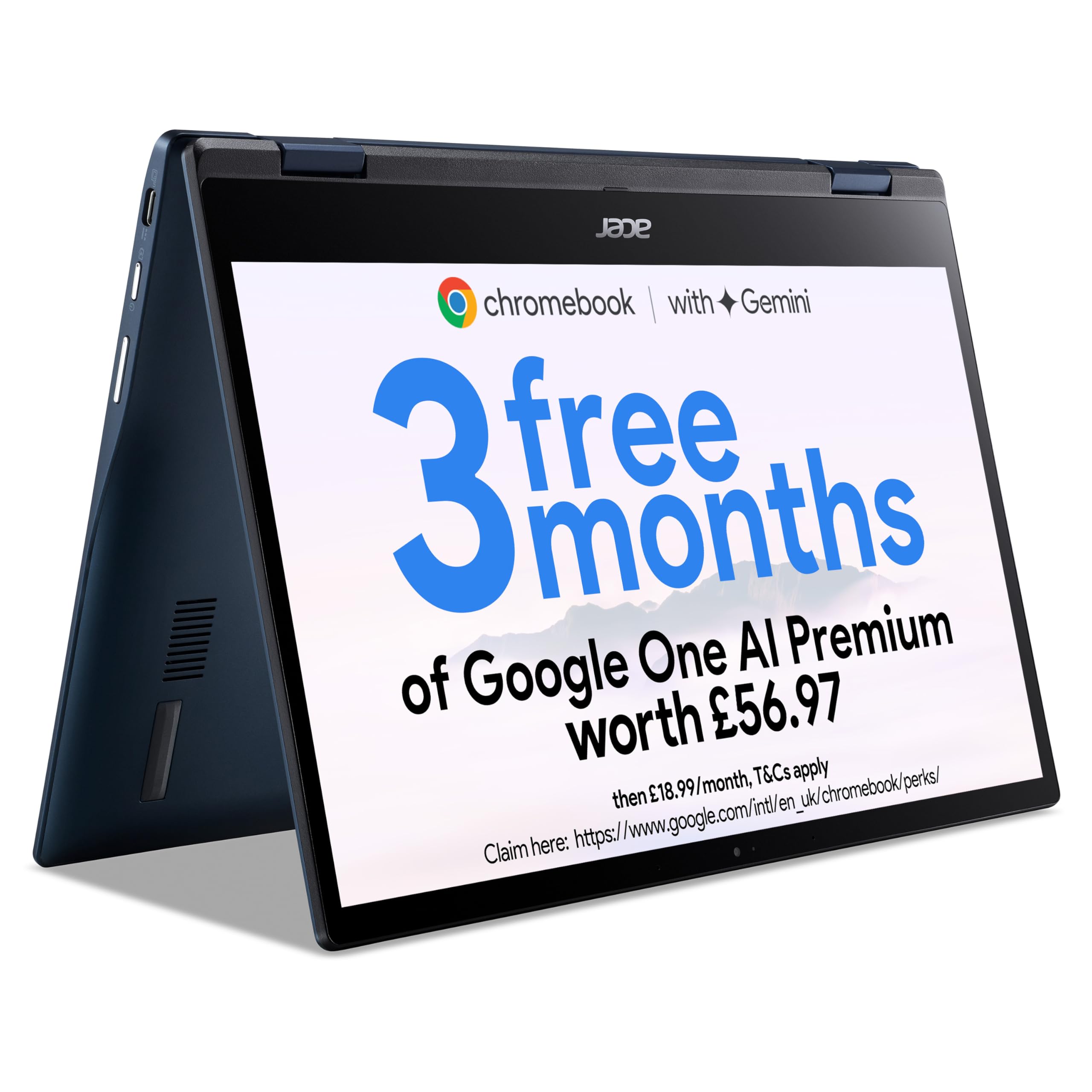 acerChromebook Spin 513 CP513-1H 13.3 inch Convertible Laptop - (Qualcomm SC7180, 8GB, 64GB eMMC, Full HD Touchscreen, Google Chrome OS, Blue)