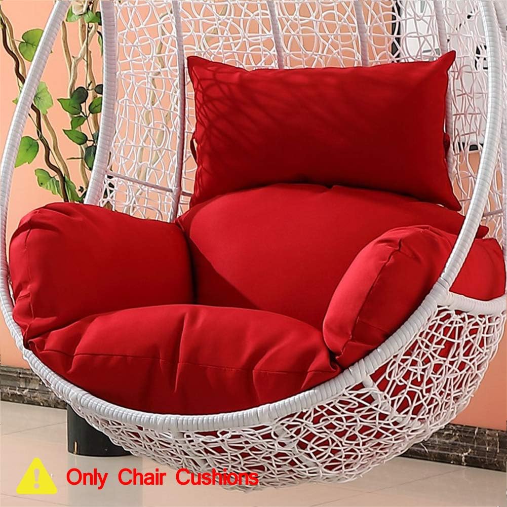 HOMRanger Hanging Basket Rattan Egg Hammock Chair Cushion,Thicken Removable&Washable Swing Waterproof Seat Pad with Back Pillow-e 66x65x56cm(26x26x22inch)