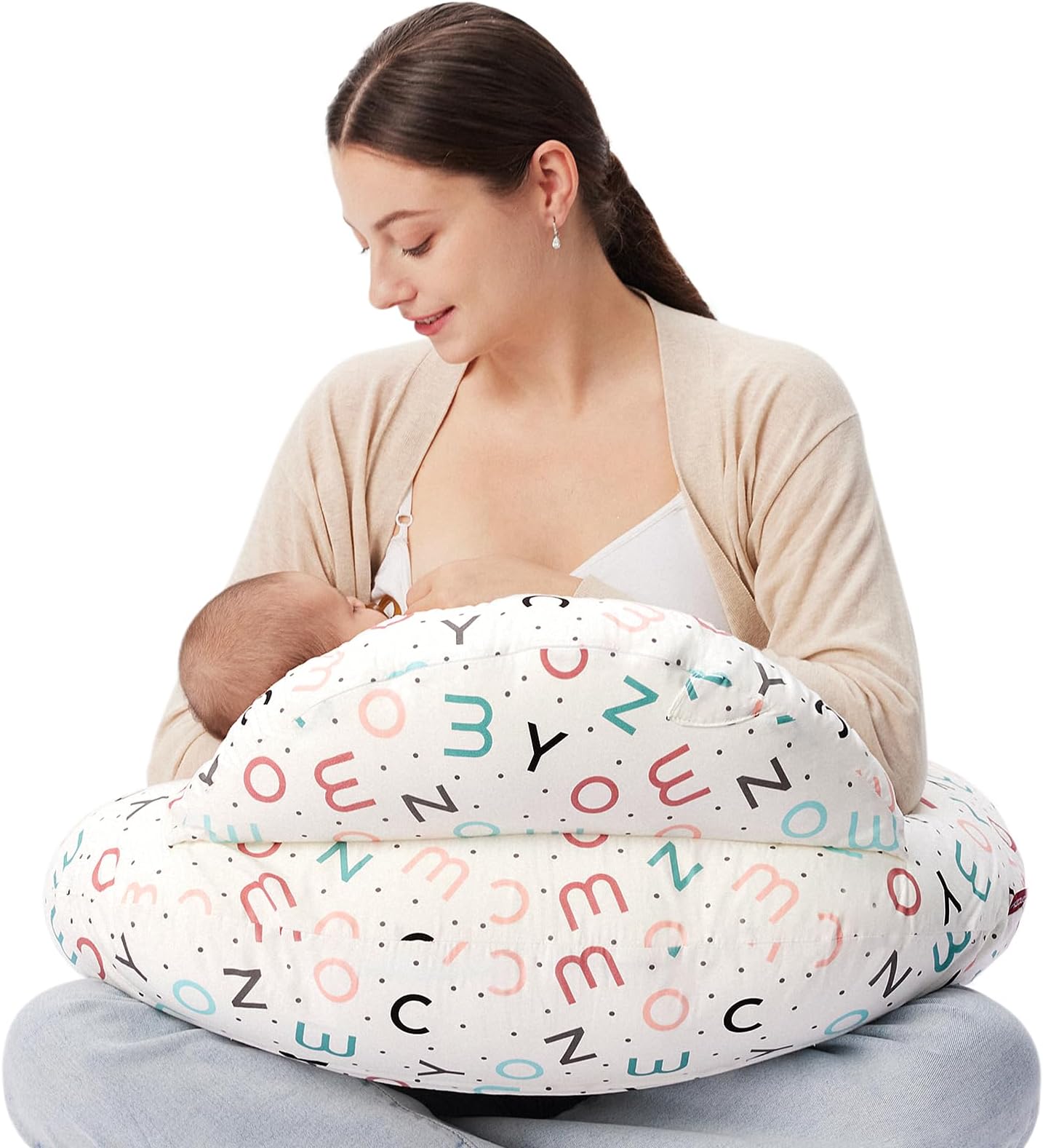 Momcozy Original Nursing Pillow for Breastfeeding, Plus Size Breastfeeding Pillows for More Support, with Adjustable Waist Strap and Removable Cotton Cover, Colorful Wildlife