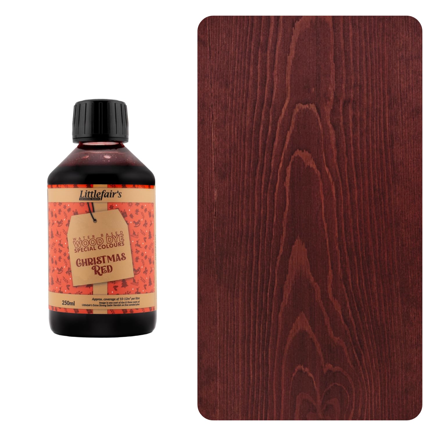 Littlefair's | Water Based Wood Dye | Special Colours Range | Indoor and Outdoor Use | Environmentally Friendly | Christmas Red (15ml Tester Pot)