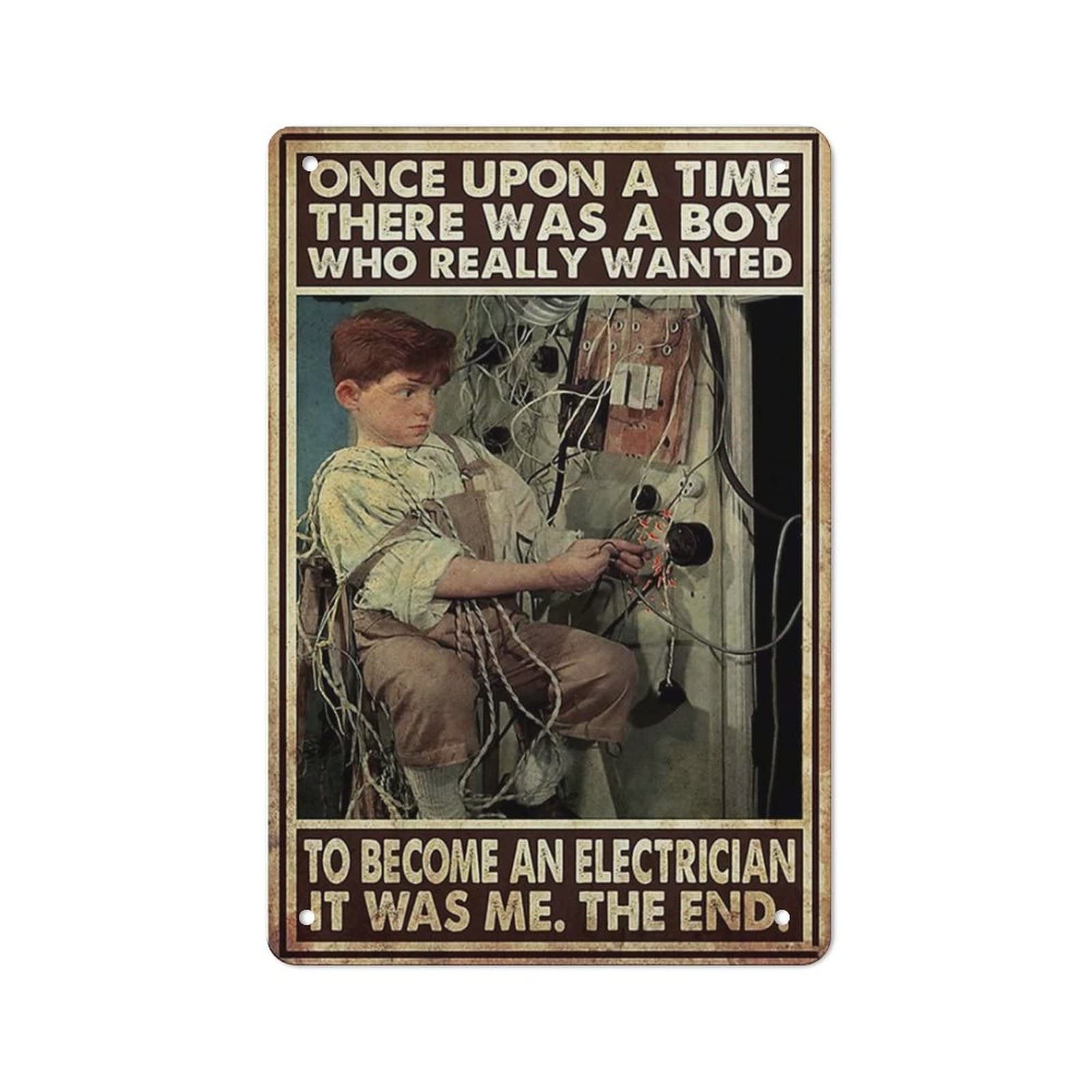 AOOEDM Who Really to Become An Electrician Metal Tin Sign for Home Bar Pub Kitchen Wall Art Deocr Man Cave Vintage Metal Sign Poster Plaque Signs Quotes Sign