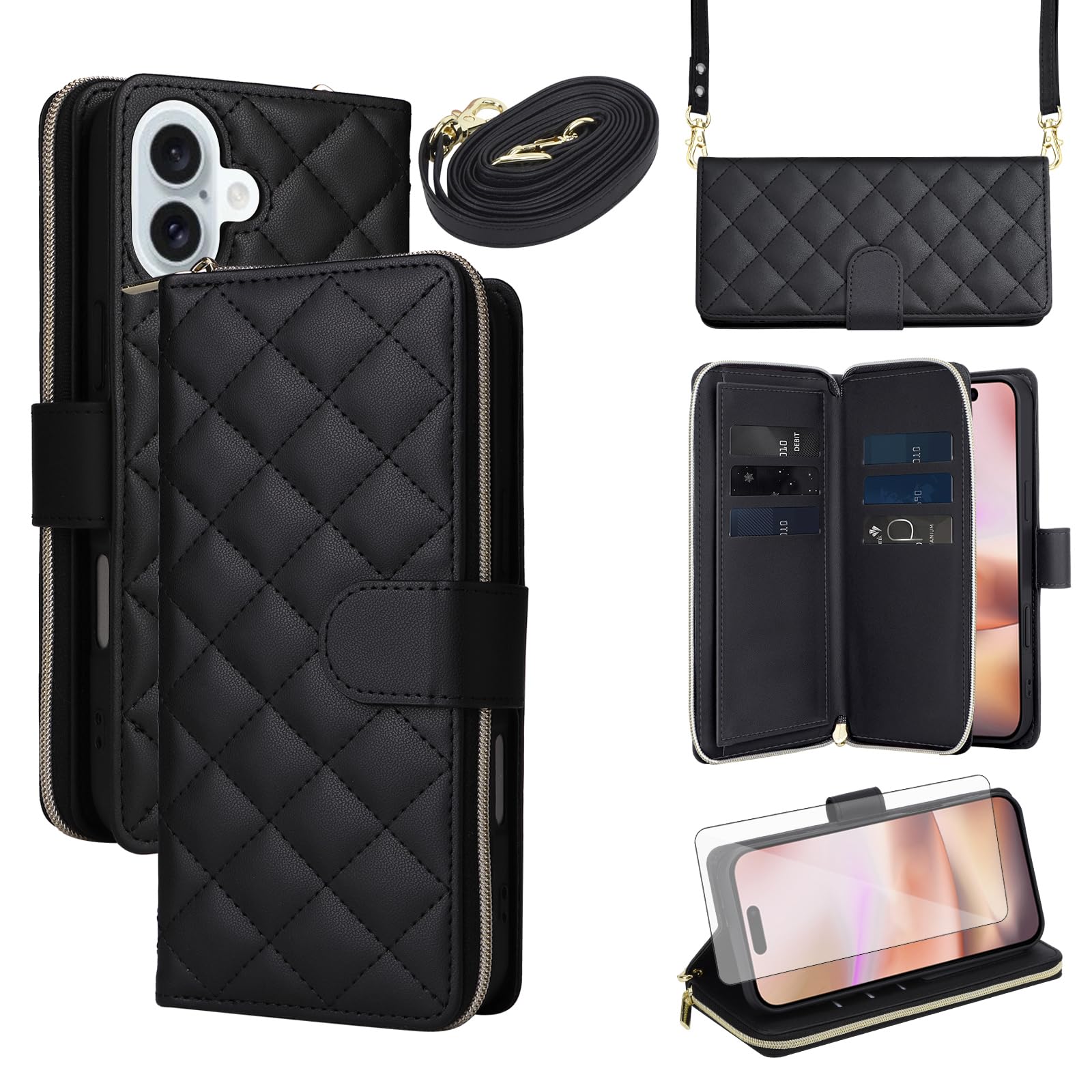 Housse iPhone 16 Plus en cuir synthétique de qualité supérieure Asuwish - 8