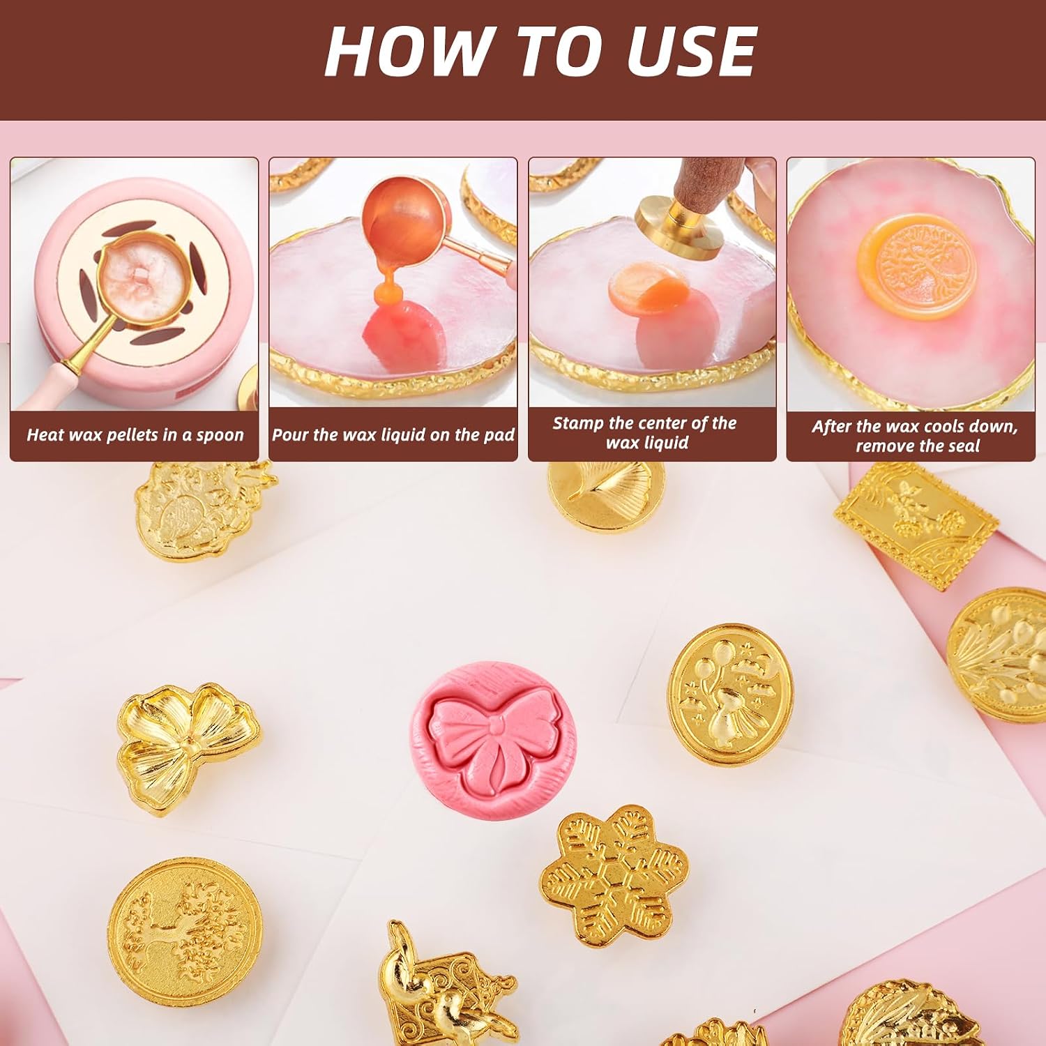 21 Pcs Wax Seal Stamp Kit,Vintage Classic Brass Sealing Wax Stamps with Wooden Handle,20 Pattern Designs for Wedding Invitation Cards,Envelopes,Gift Wrapping,Decorative Letters
