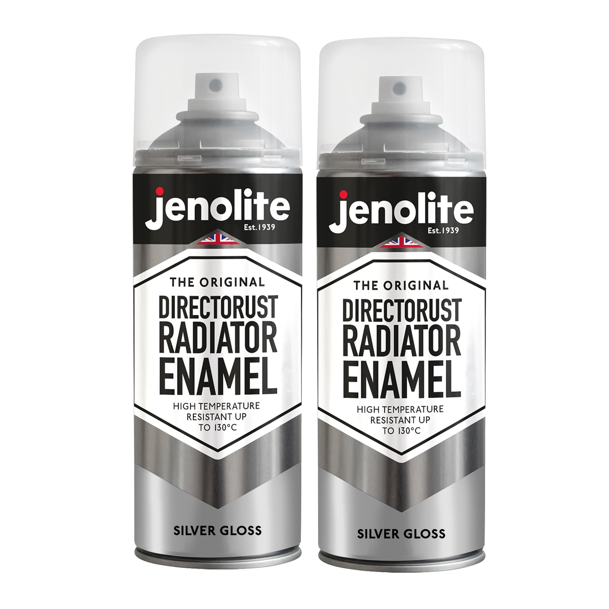 JENOLITE Directorust Radiator Enamel Spray Paint | SILVER | Gloss Finish | Resistant to 130ºC | Durable, Scuff Resistant, Non-Yellowing Radiator Paint | No Primer Needed | 2 x 400ml