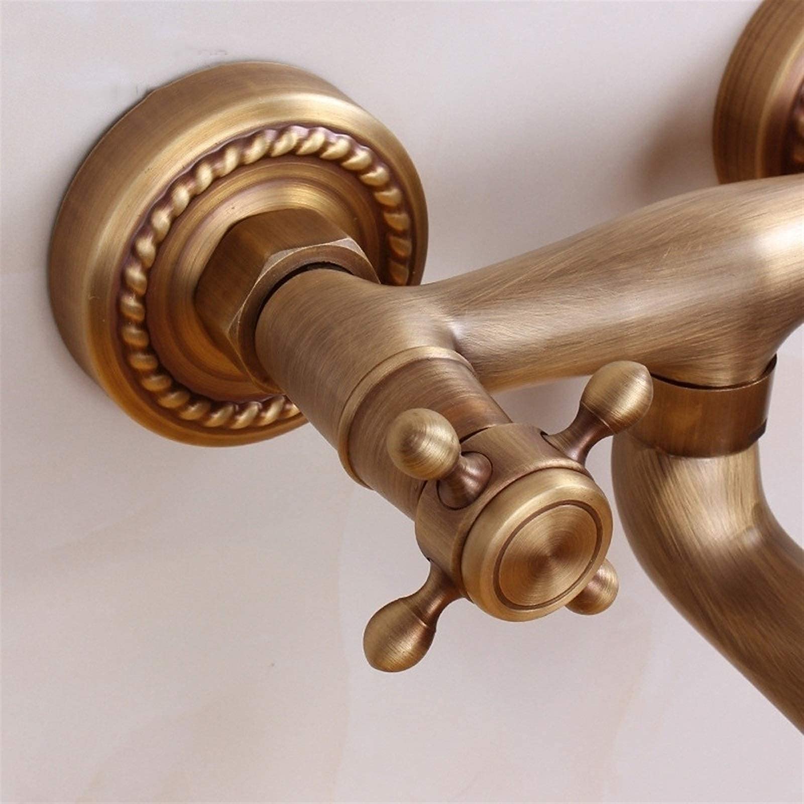 Rubinetti, Rubinetto per vasca calda e fredda con doppia maniglia a parete Rubinetto per vasca calda e fredda vecchio stile Rubinetti per vasca idromassaggio a parete in rame da incasso Comfortable