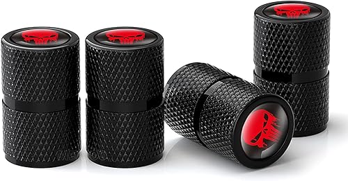4 tapas de vástago de válvula de neumático con calavera, tapas universales de válvula de neumático de aleación de aluminio con anillo de goma O,
