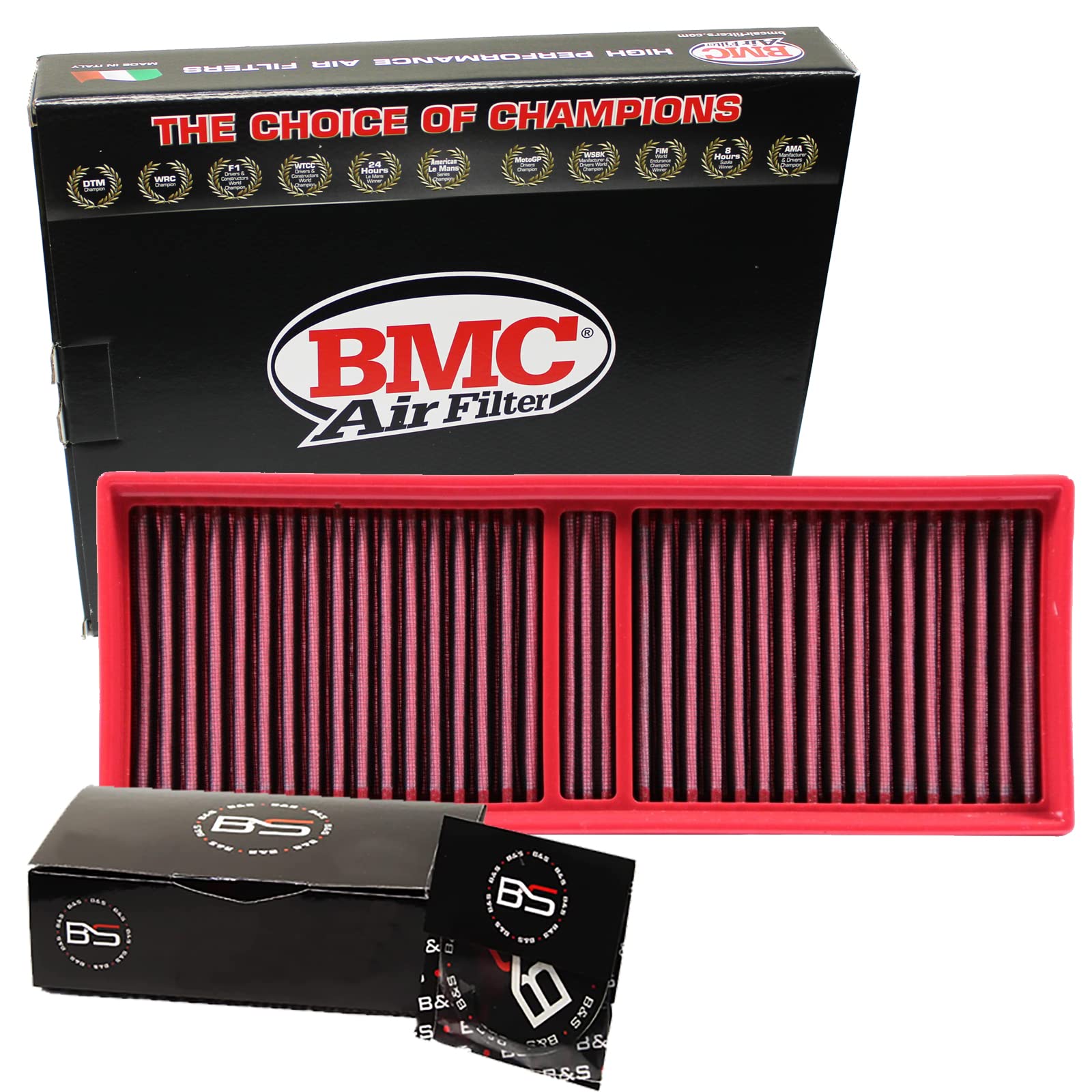 B&S Kit Filtro Aria Sportivo Aspirazione Rigenerabile Lavabile FB939/20 con Profumatore Interni