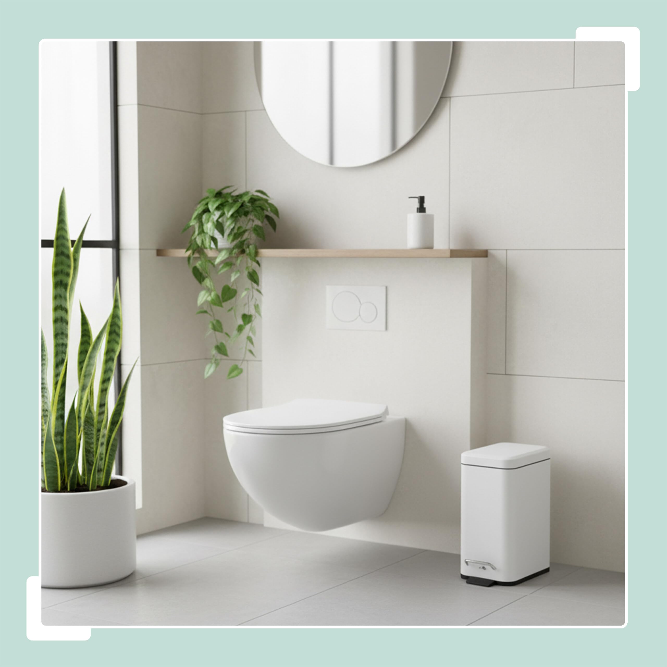 Relaxdays Mülleimer Bad, 5 Liter, Kosmetikeimer mit Soft-Close, Matte Optik, entnehmbarer Inneneimer, Treteimer, weiß