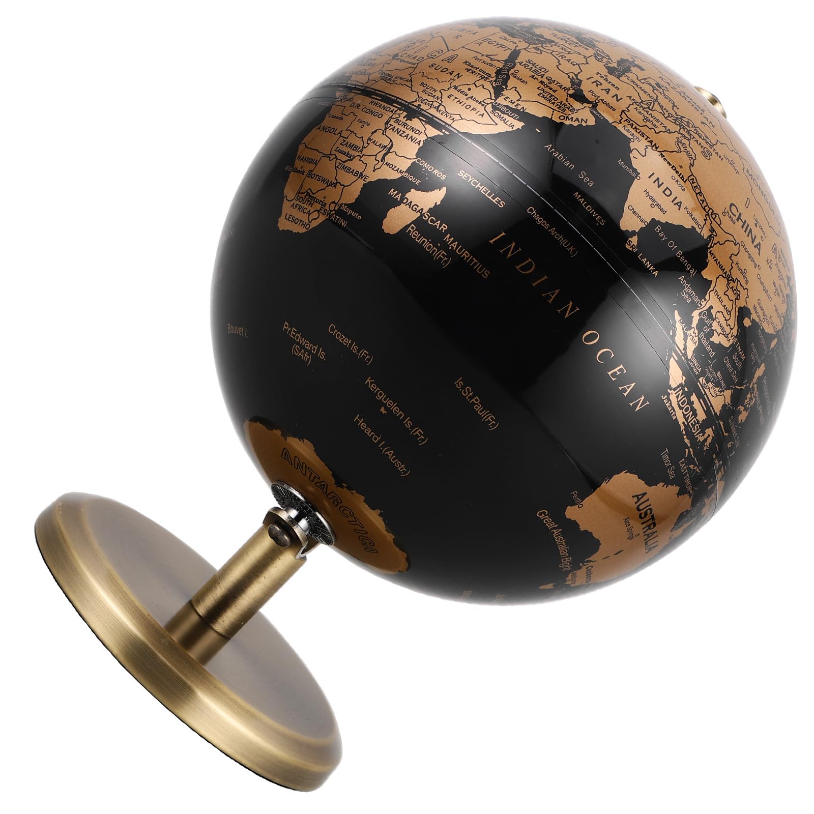 MAGICLULU Mappamondo Stile Europeo Elegante da Scrivania Antico in Metallo Oro Superficie Liscia, Facile da Pulire per Ufficio e Decorazione D'interni