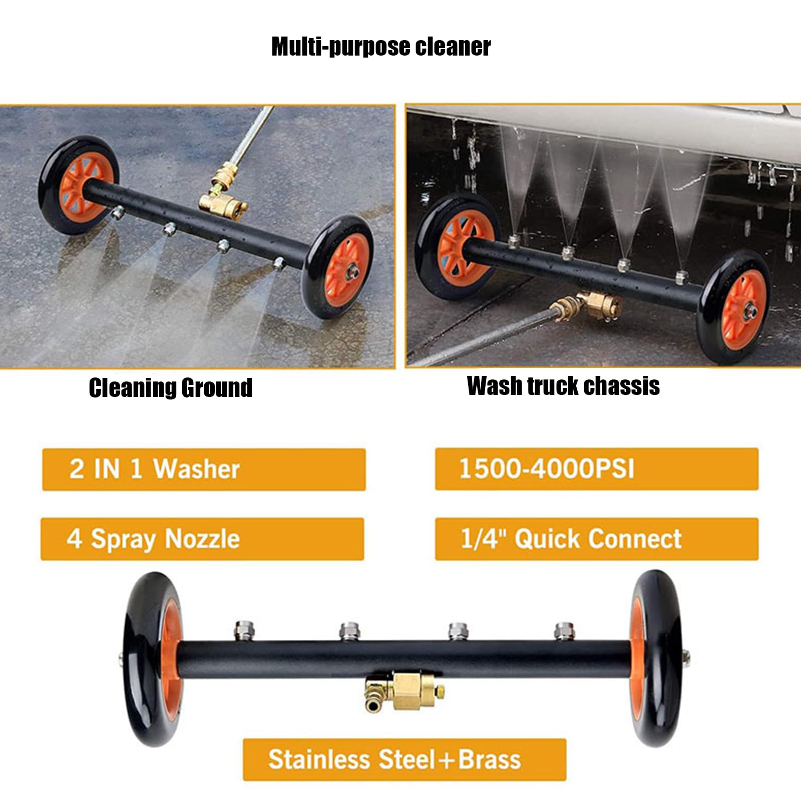 myjka podłogowa, 2 w 1, Power Washer, szczotka do mycia podłogi, szczotka do mycia samochodu, z 3 prętami przedłużającymi 4000 psi