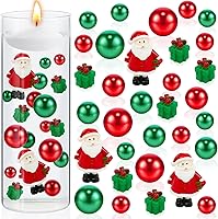 Vista 11 de 106 piezas de perlas de relleno de jarrón de Navidad, velas flotantes, centro de mesa, cuentas, jarrones, perlas para decoración de fiesta de mesa