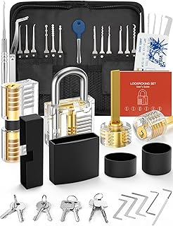 Eventronic 38-Piece Lock Picking Set, [2023 Difficulty Upgrade] Credit Card Size Lock Pick Tool Kit with 4 Transparent Locks, Bonus E-Guides for Beginner and Pro Locksmiths