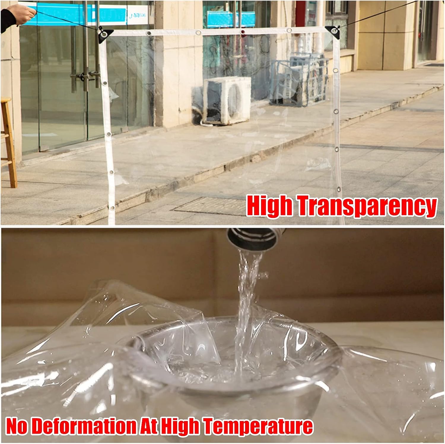Clear Waterproof Tarpaulin Cover Heavy Duty Waterproof PVC Transparent Tarpaulin Clear Tarp Cover, 0.3mm Clear Awning Canopy Soft Glass Tarpaulin(1x4m)