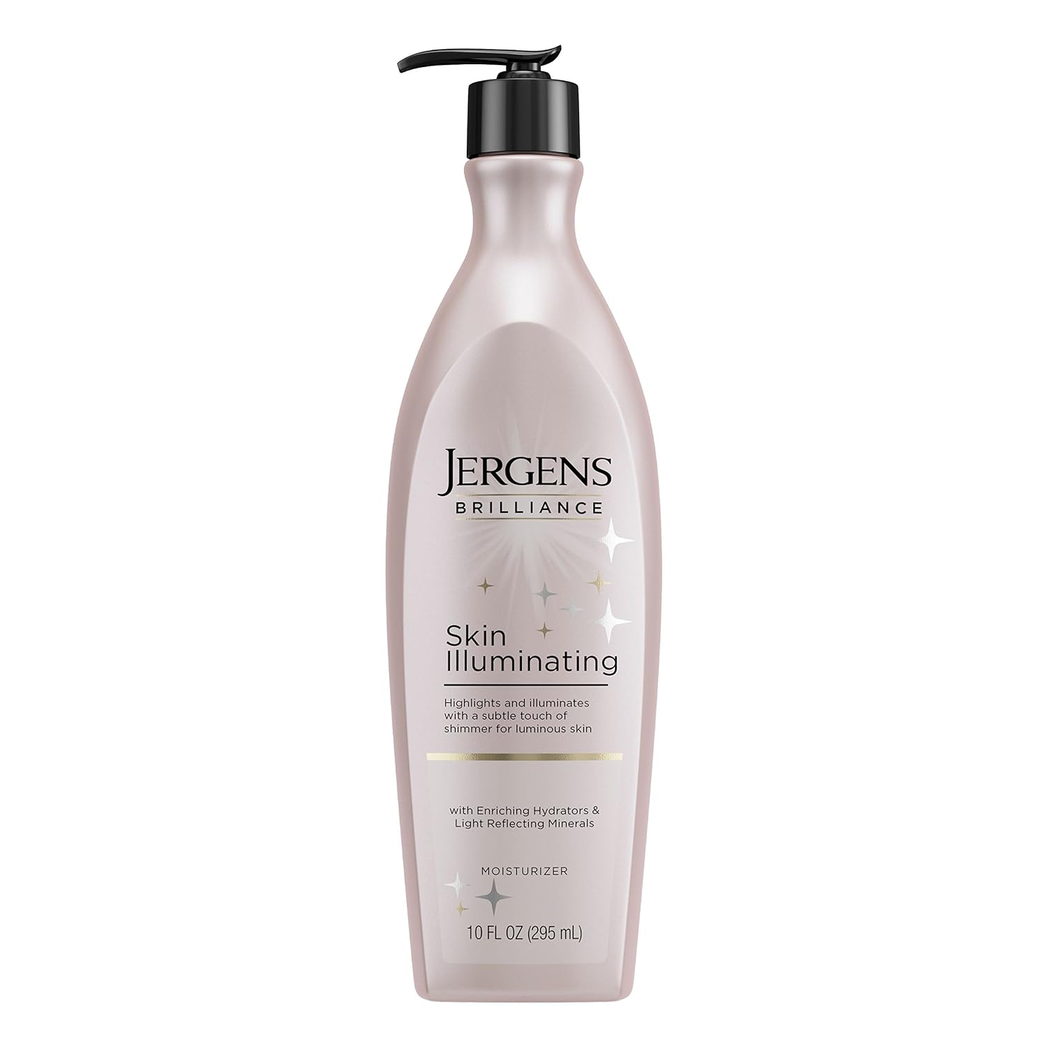 Jergens Brilliance Skin Illuminating Body Moisturizer, Body and Hand Lotion for Luminous Skin, 10 Ounce Pump, with Light Reflecting Minerals, Enriched Hydration, Dermatologist Tested